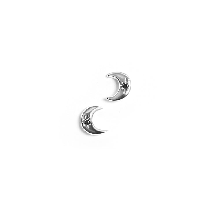 Mond Ohrstecker Schwarz Zirkonia Silber 925, Mond Ohrringe Silber, Mond Stern ohrringe, Mond Schmuck von Pour la Rebelle