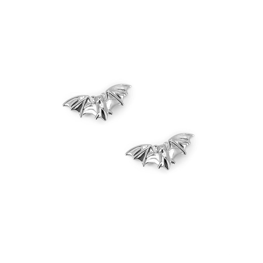 Kleine Fledermaus Ohrstecker aus 925 Silber, alternativer und Gothic Schmuck, süße silberne Ohrstecker mit Fledermaus-Design für Damen von Pour la Rebelle.
