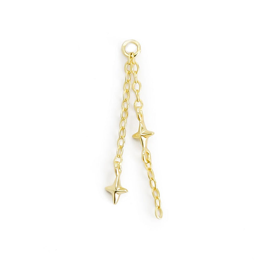 Mini Stern Ohrring Kette aus vergoldetem 925 Silber, alternativer und Gothic Schmuck, zarte goldene Ohrringe mit Stern-Design und feiner Kette für Damen von Pour la Rebelle.