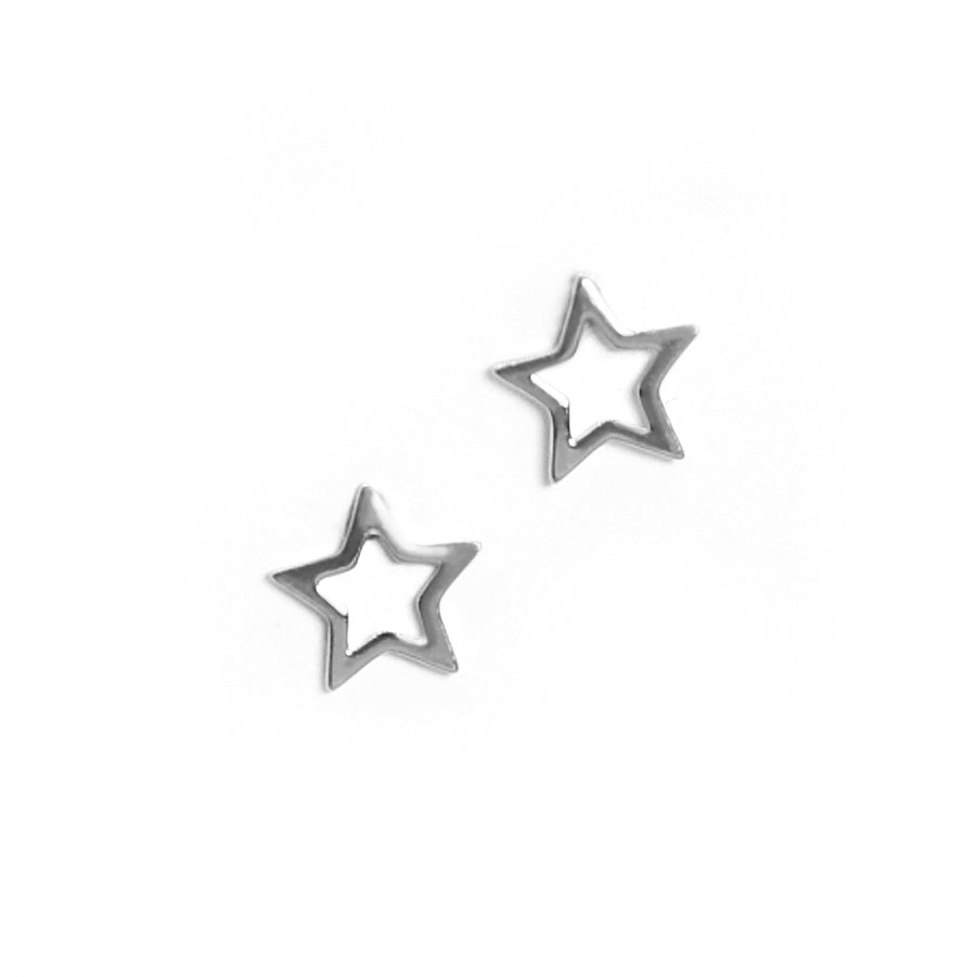 Offene Stern Ohrringe 925 Silber, kleine Stern Ohrstecker Sterlingsilber, Minimalistischer Stern Schmuck von Pour la Rebelle