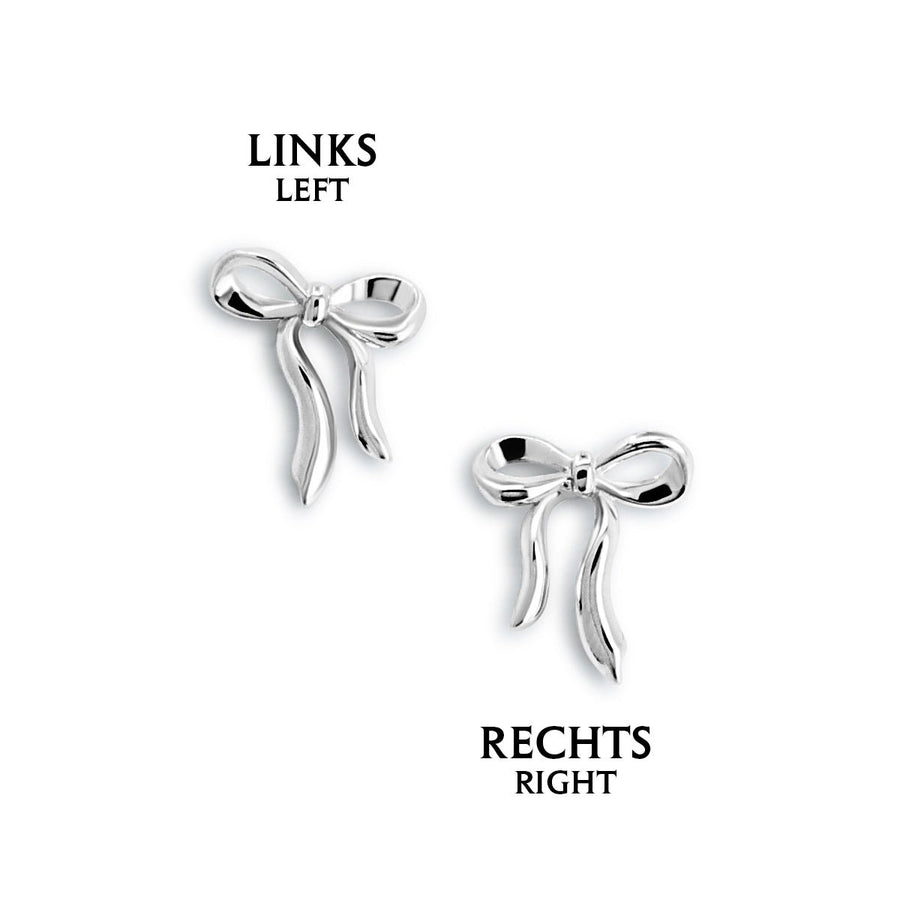 Schleifen Ohrstecker aus 925 Silber, alternativer und leicht Gothic-inspirierter Schmuck, zarte silberne Ohrringe mit Schleifen-Design für Damen von Pour la Rebelle.
