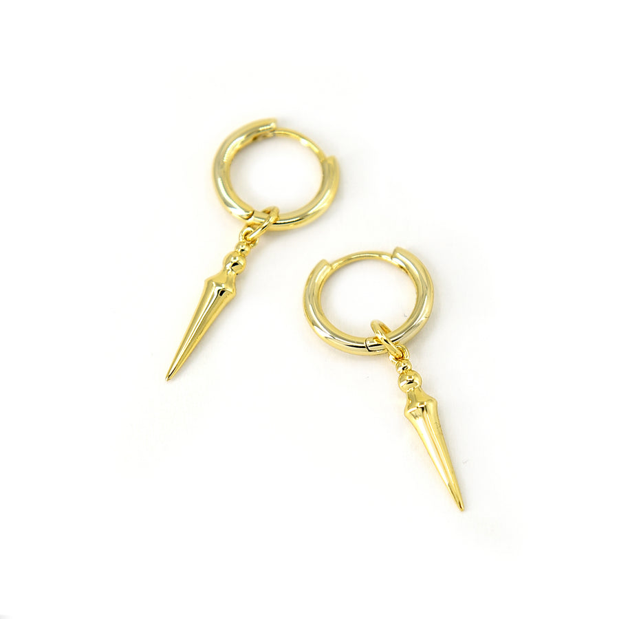 Spike Ohrringe mit Anhänger Gold, Spike Creolen, goldene Punk Ohrringe, Ohrringe Creolen mit Anhänger, Gothic Ohrringe, Cooler Echtschmuck von POUR LA REBELLE