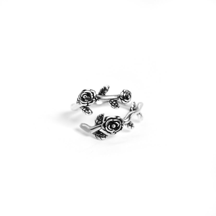 Vintage Ring Rose 925 Silber, Verstellbarer Rosenring, Vintage Ring mit Rosen, Blumenring Silber, Boho Schmuck von Pour la Rebelle