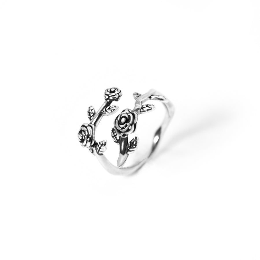 Vintage Ring Rose 925 Silber, Verstellbarer Rosenring, Vintage Ring mit Rosen, Blumenring Silber, Boho Schmuck von Pour la Rebelle