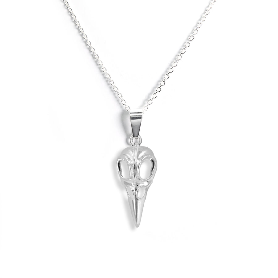 Große Vogelschädel Kette mit Anhänger aus 925 Silber, Gothic und alternativer Schmuck, mystische Statement Halskette für Damen von Pour la Rebelle