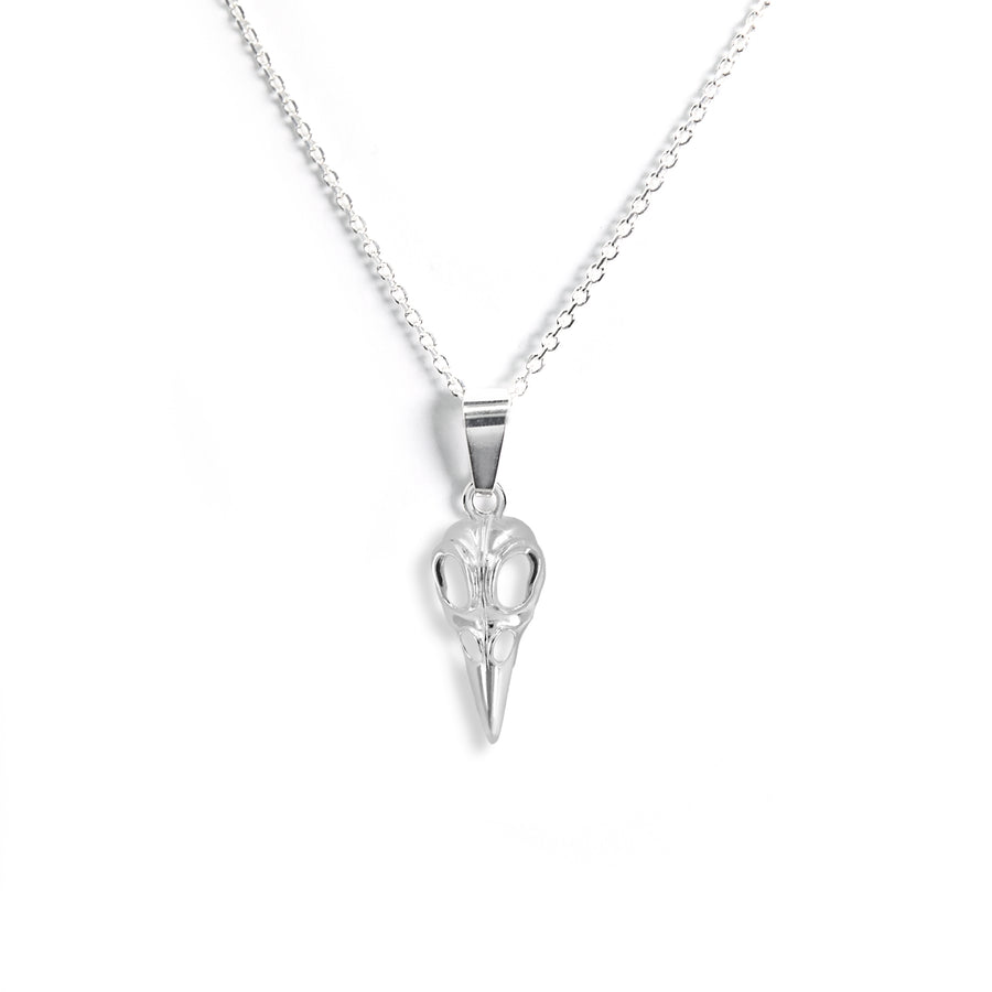 Kleine Vogelschädel Kette mit Anhänger aus 925 Silber, Gothic und alternativer Schmuck, mystische Statement Halskette für Damen von Pour la Rebelle