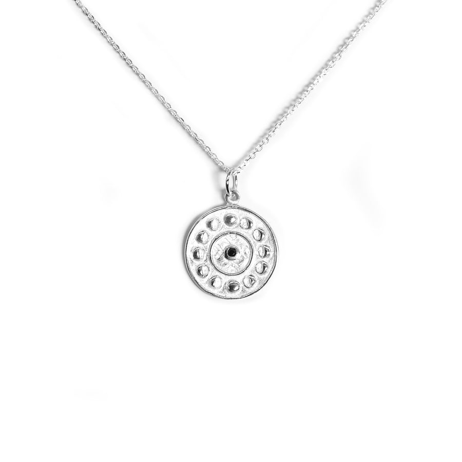 Mondphasen Kette Silber 925, Halskette Mond, Silberkette Zirkonia Schwarz, Moderner Silberschmuck von Pour la Rebelle