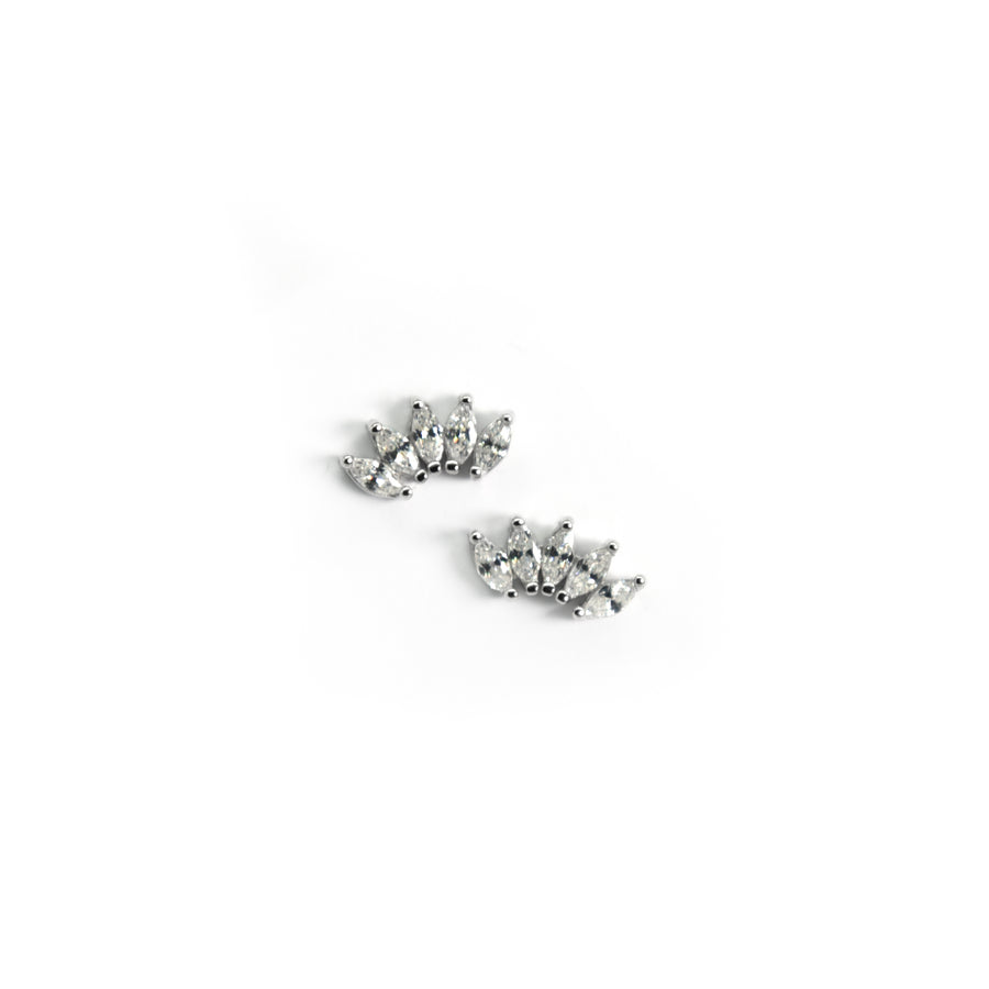 Ohrkletterer Zirkonia Weiß, Ohrringe Silber 925, Ear Cuff Zirkonia, moderner Silberschmuck von Pour la Rebelle